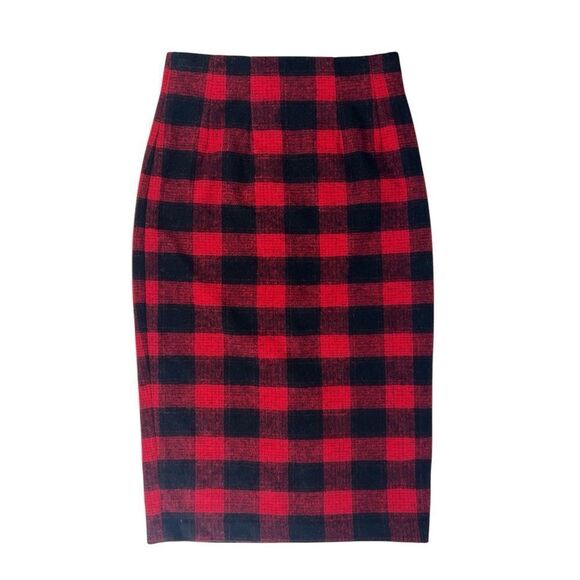 L’ecole Des Femmes Audrey Horne Red Plaid Pencil Skirt Size 0 - Picture 3 of 9